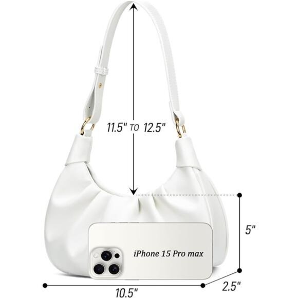 Shoulder Bag Crescent Handbag Ruched Purse Underarm Bag Mini Hobo - Picture 4 of 7